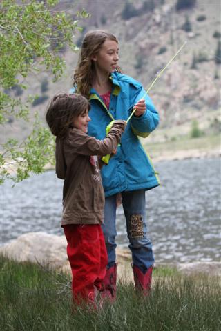 Jen and Allie catching a German Brown trout